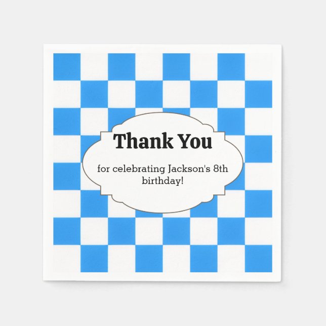 Blaue Schachbrett-Partyservietten  Serviette (Vorderseite)