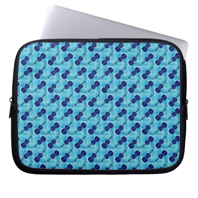 Blaue SchachbrettCellos Laptopschutzhülle (Vorderseite)