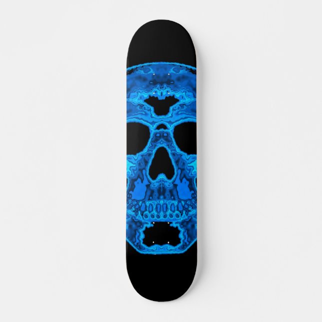 Blaue Schädel-Horror-Maske Skateboard (Vorne)