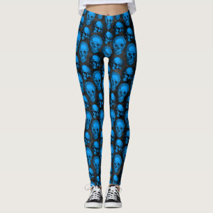 Blaue Schädel und Sonnenblumen, Design 6 Leggings