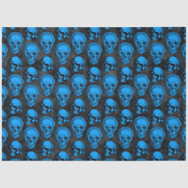 Blaue Schädel und Sonnenblumen, Design 6 Seidenpapier (Vorderseite)
