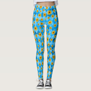 Blaue Schädel und Sonnenblumen - Design 8 Leggings