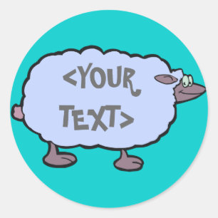 Blaue Schafe,<YOUR TEXT> Runder Aufkleber