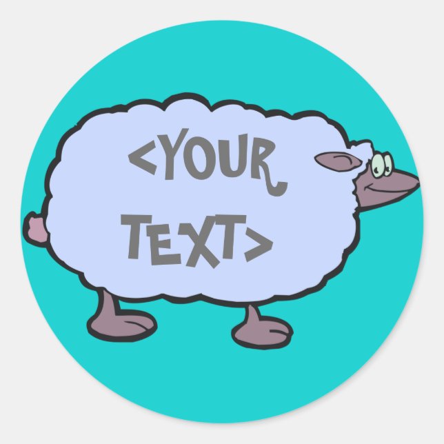 Blaue Schafe,<YOUR TEXT> Runder Aufkleber (Vorderseite)