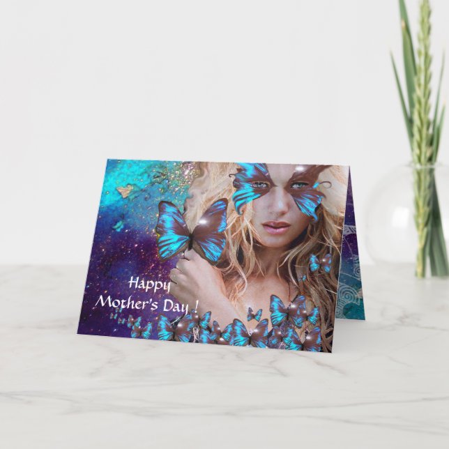 BLAUE SCHALTFLÄCHE IN AQUAMARINEN GRÜNEN GOLD-GLIT KARTE (Vorderseite)