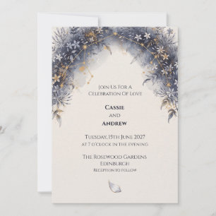 Blaue Schamrot-Schleifen-Bogen-Tauben-Hochzeitsein Einladung