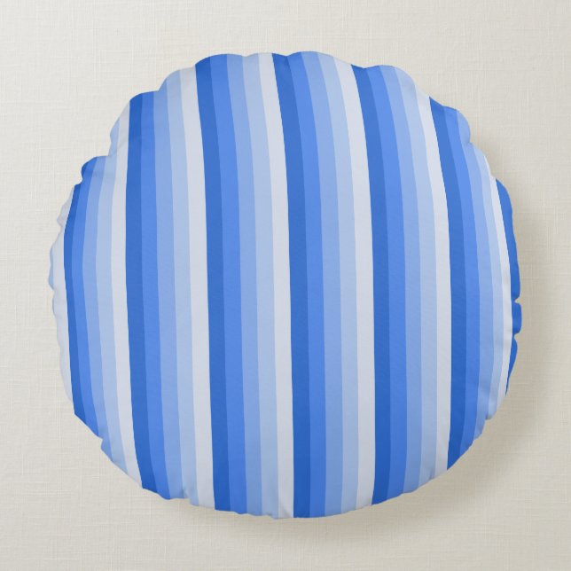 Blaue Schattenstreifen Rundes Kissen (Vorderseite)
