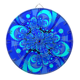 Blaue Schattierungen Moderne Abstrakte Fractal-Kun Dartscheibe