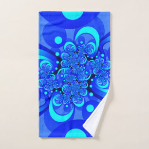 Blaue Schattierungen Moderne Abstrakte Fractal-Kun Handtuch