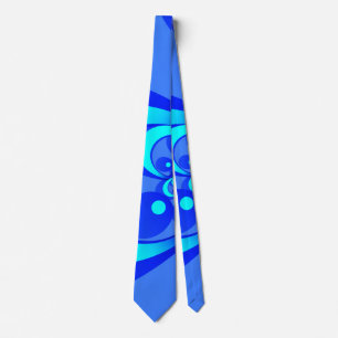 Blaue Schattierungen Moderne Abstrakte Fractal-Kun Krawatte