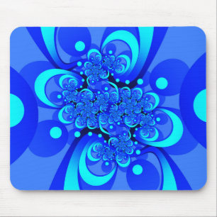 Blaue Schattierungen Moderne Abstrakte Fractal-Kun Mousepad
