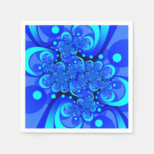 Blaue Schattierungen Moderne Abstrakte Fractal-Kun Serviette