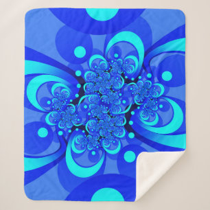 Blaue Schattierungen Moderne Abstrakte Fractal-Kun Sherpadecke