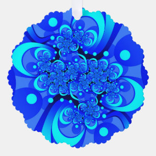 Blaue Schattierungen moderne abstrakte fraktale Ku Ornament Karte