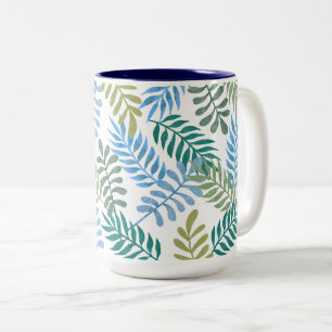 Blaue Schattierungsblätter-Glow-Muster Zweifarbige Tasse