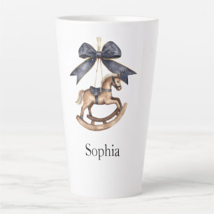 Blaue Schaukelpferd-Weihnachten mit Schleife Milchtasse