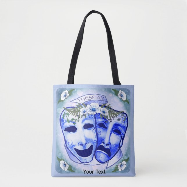 Blaue Schauspielermasken Tasche (Vorderseite)
