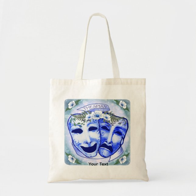 Blaue Schauspielermasken Tragetasche (Vorne)