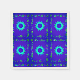 Blaue schillernde Blumen-Kunstservietten in Cyan Serviette