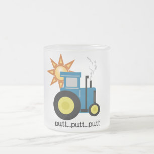 Blaue Schlag-Schlag-Traktor-T-Shirts und Geschenke Mattglastasse