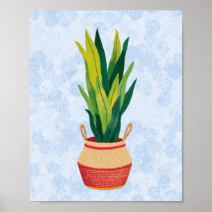Blaue Schlange Pflanze gestrichen Poster