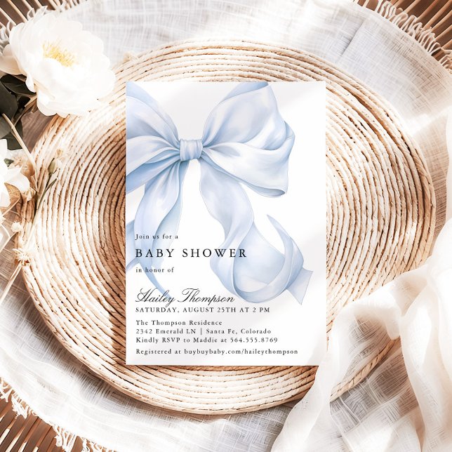 Blaue Schleife Baby Shower Coquette Schleife Einladung (Von Creator hochgeladen)