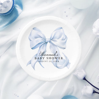 Blaue Schleife Baby Shower Coquette Schleife Papie Pappteller