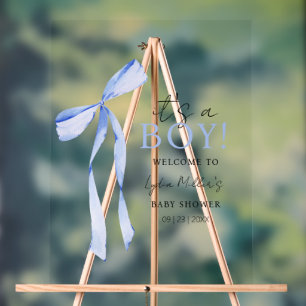 Blaue Schleife Baby Shower Einladung, Junge Baby S Acrylschild