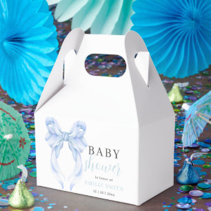 Blaue Schleife Baby Shower Einladung, Junge Baby S Geschenkschachtel