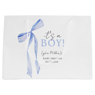 Blaue Schleife Baby Shower Einladung, Junge Baby S Große Geschenktüte