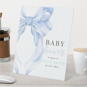 Blaue Schleife Baby Shower Einladung, Junge Baby S Sockelschild