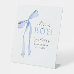 Blaue Schleife Baby Shower Einladung, Junge Baby S Sockelschild