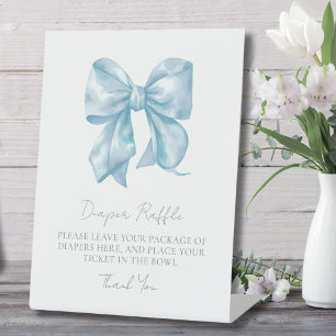 Blaue Schleife Baby Shower Windel Raffle Beilageka Sockelschild