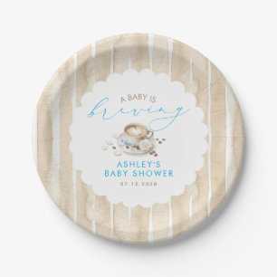 Blaue Schleife Coffee Baby Is Brewing Junge Babypa Pappteller