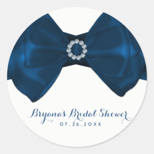 Blaue Schleife & Diamanten Brautparty Elegantes Ge Runder Aufkleber