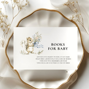 Blaue Schleife Eichhörnchen Bücher für Baby Shower Begleitkarte