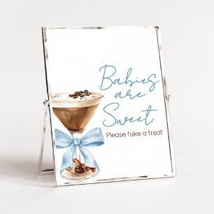 Blaue Schleife Espresso Dusche Babys sind süße Zei Poster