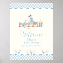 Blaue Schleife Gingham Alberner Gans-Baby-Party-Wi