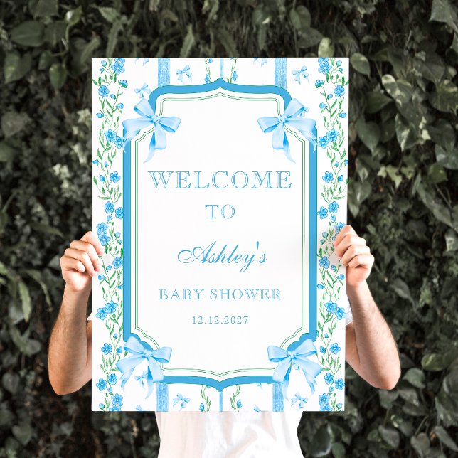 Blaue Schleife Jungen-Baby-Party Poster (Von Creator hochgeladen)