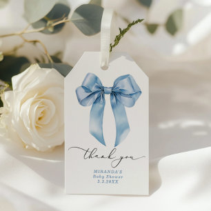 Blaue Schleife Jungen Baby Shower Danke Geschenkanhänger