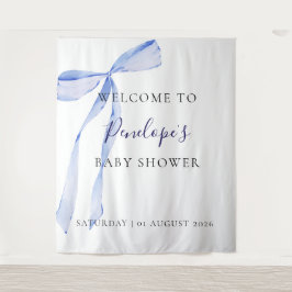 Blaue Schleife Jungen Baby Shower Hintergrund Tepp Wandteppich