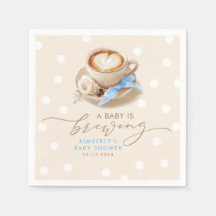 Blaue Schleife Kaffee Baby Is Brewing Junge Baby S Serviette