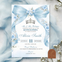 Blaue Schleife Kokette Krone Florale Quinceanera E