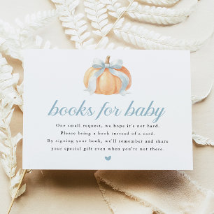 Blaue Schleife Kürbis Baby Shower Bücher für Baby Einladung