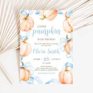 Blaue Schleife Kürbis Baby Shower Einladung