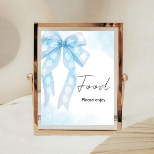 Blaue Schleife Little Boo Shower Food Schild