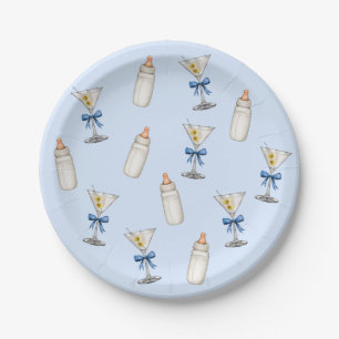 Blaue Schleife Martinis Babyflaschen Babyparty Pappteller