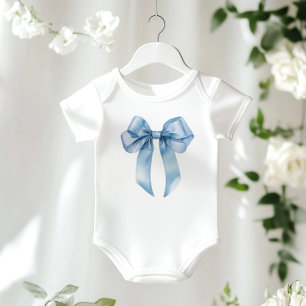 Blaue Schleife minimalistischer süßer Babyshower Baby Strampler