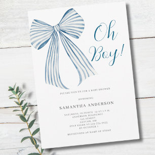 Blaue Schleife Oh Boy Babyparty Einladung