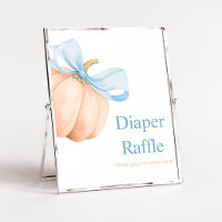 Blaue Schleife Orange Kürbis Windel-Raffle-Schild